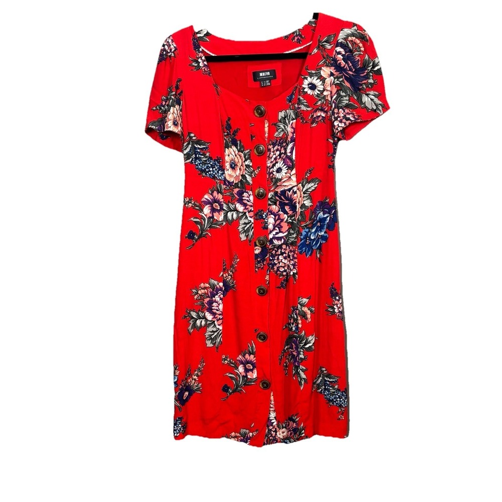 Maeve By Anthropologie Dress Size 2 Red Floral Caldwell Button Down